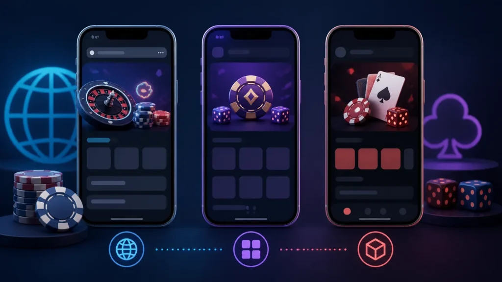 Diferença entre navegador, PWA e App em cassino online